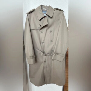 Vtg 80's Oleg Cassini FLEECE Lined Double Breasted TRENCH Over Coat RAIN Coat